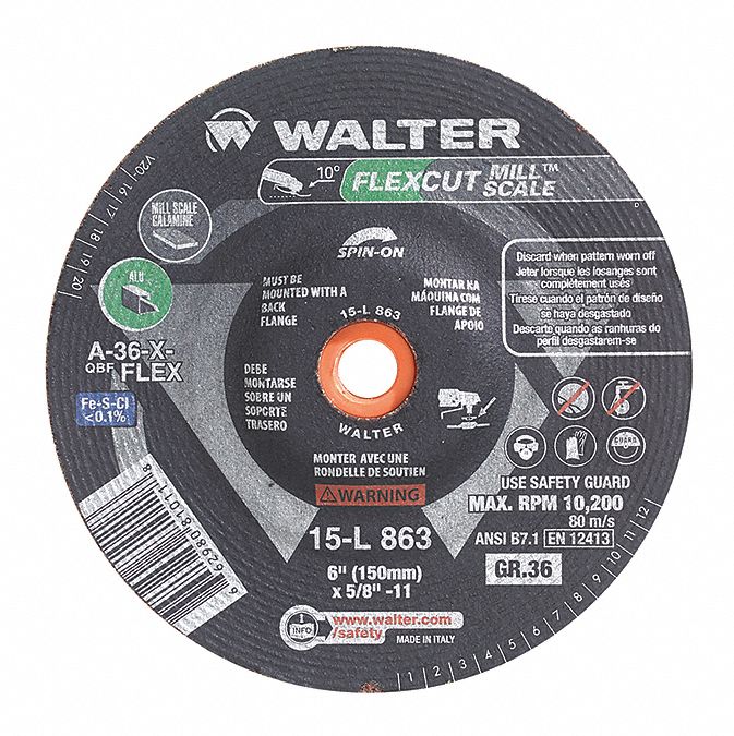 MEULE ABRASIVE,T29,6PO,ARBRE 5/8PO-11