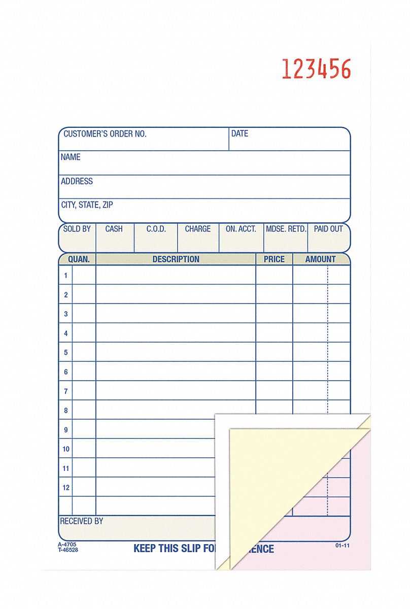 Book Carbonless Sales Form