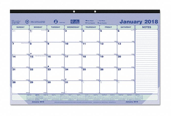 BROWNLINE, Monthly Desk Pad Calendar - 51LH46|C181700 - Grainger