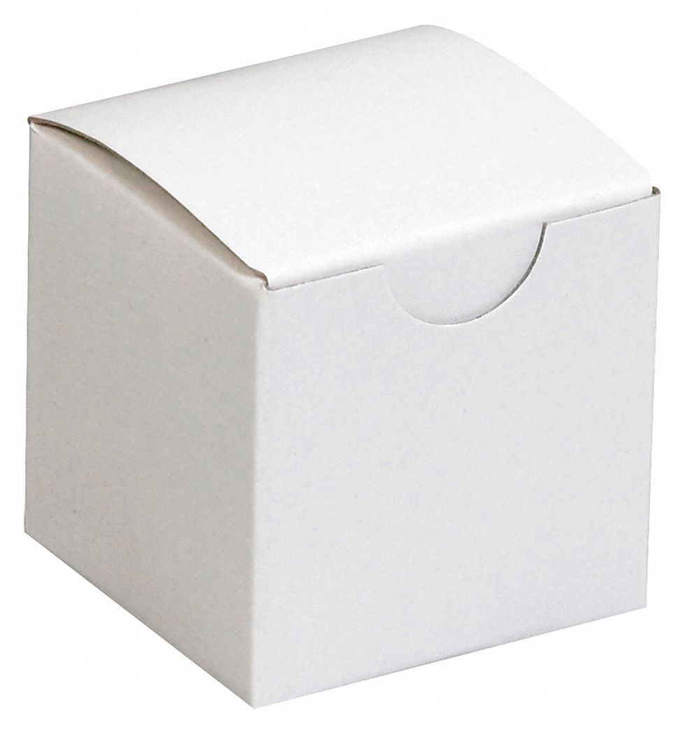 Gift Box, 2x2x2", White, PK200: 2 in Inside Lg, 2 in Inside Wd, 2 in Inside Ht, White, 200 PK
