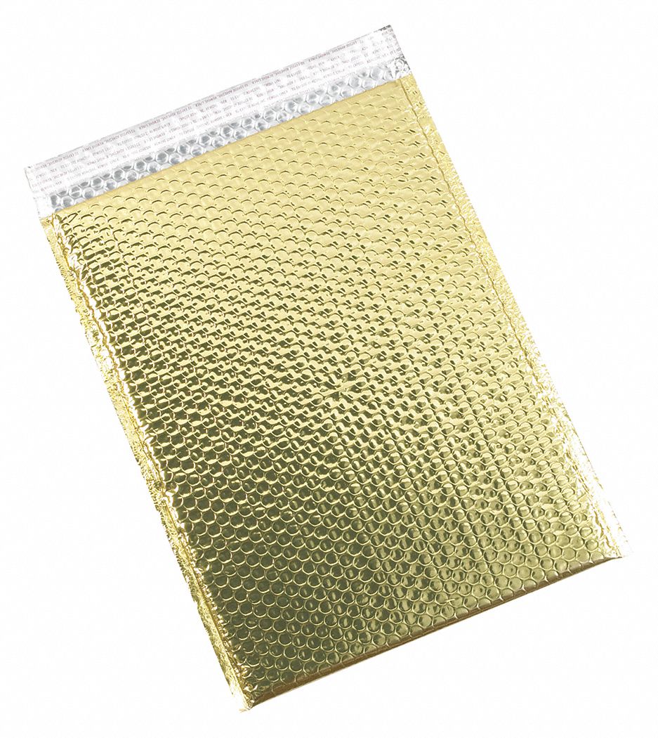 Bubble Mailers, 13x17.5", Gold, PK100: 13 in Usable Wd, 17 1/2 in Usable Lg, 13 in Outside Wd, 100 PK