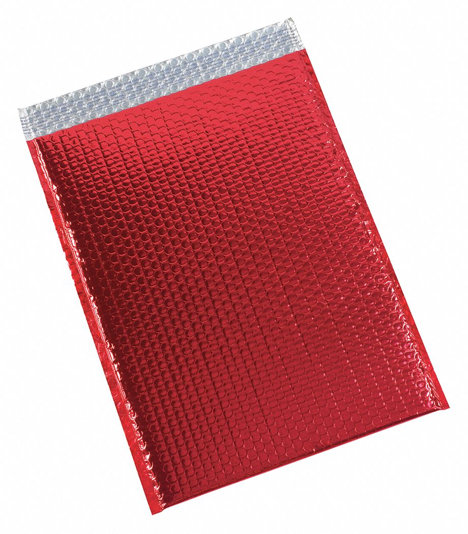 Bubble Mailers, 13x17.5", Red, PK100: 13 in Usable Wd, 17 1/2 in Usable Lg, 13 in Outside Wd, 100 PK