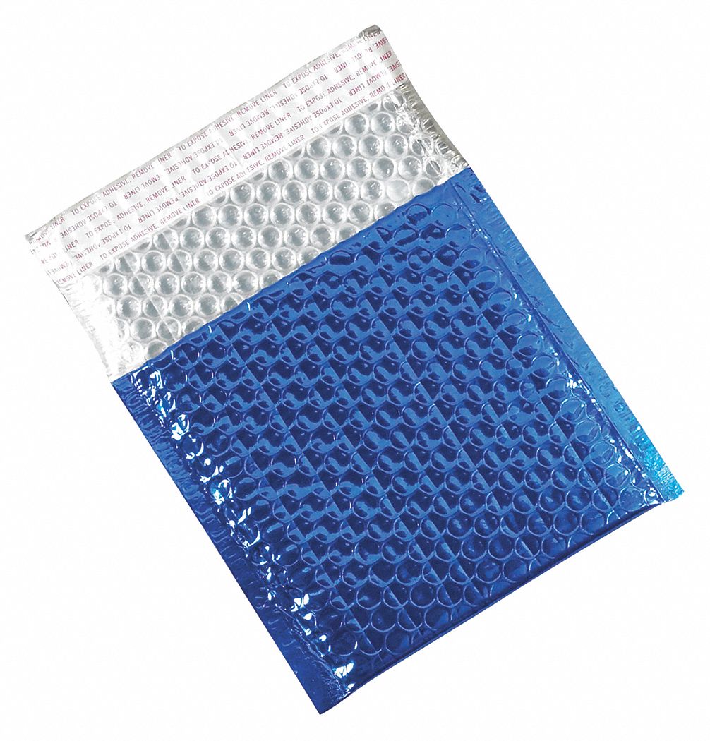 Bubble Mailers, 7x6 3/4", Blue, PK72: 7 in Usable Wd, 6 3/4 in Usable Lg, 7 in Outside Wd, Blue, 72 PK