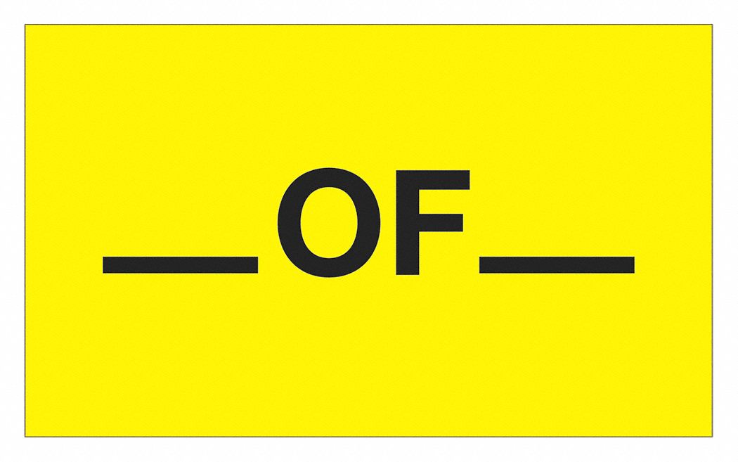 Shipping Labels: __ OF __, 3 in x 5 in, Yellow