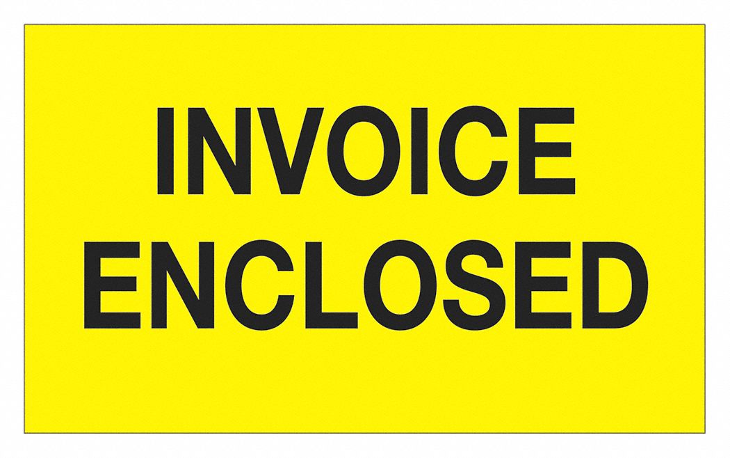 Label, Invoice Enclosed, 3x5", Yellow: 500 PK