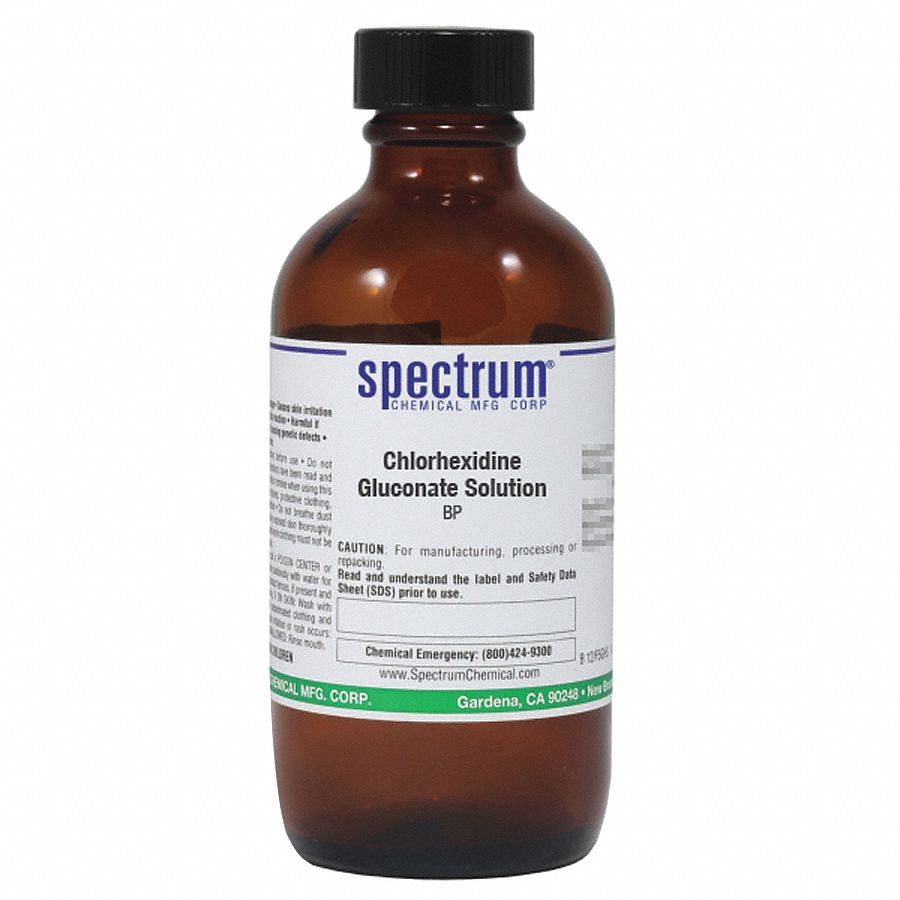 Chlorhexidine Gluconate Solution: NF, 100 mL, 18472-51-0, 1000 ppm (0.0282 N), Solution, Liquid, 1