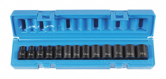 Socket Set, 3/8"D,