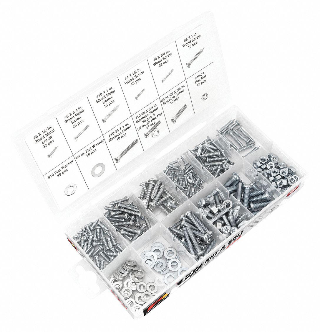 SAE Nut and Bolt Hardware Kit,347 Pc Grainger