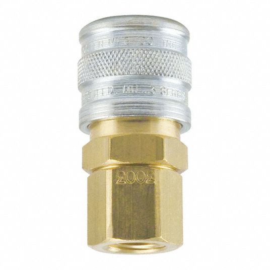 Brass/Steel, NPT x Female Socket, Manual Industrial Socket,1/4