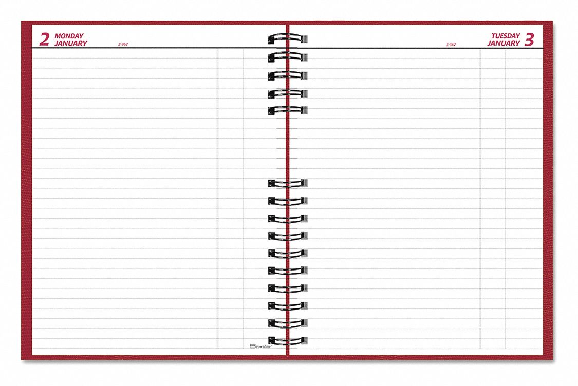 BROWNLINE, Daily Planner,8" x 10",Red 51VD07C550CRED Grainger