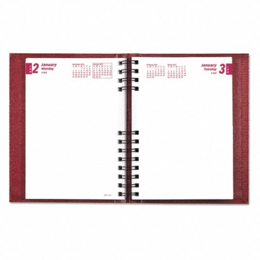 BROWNLINE, Daily Planner,81/2"x53/4",Red 51VD13CB389CRED Grainger