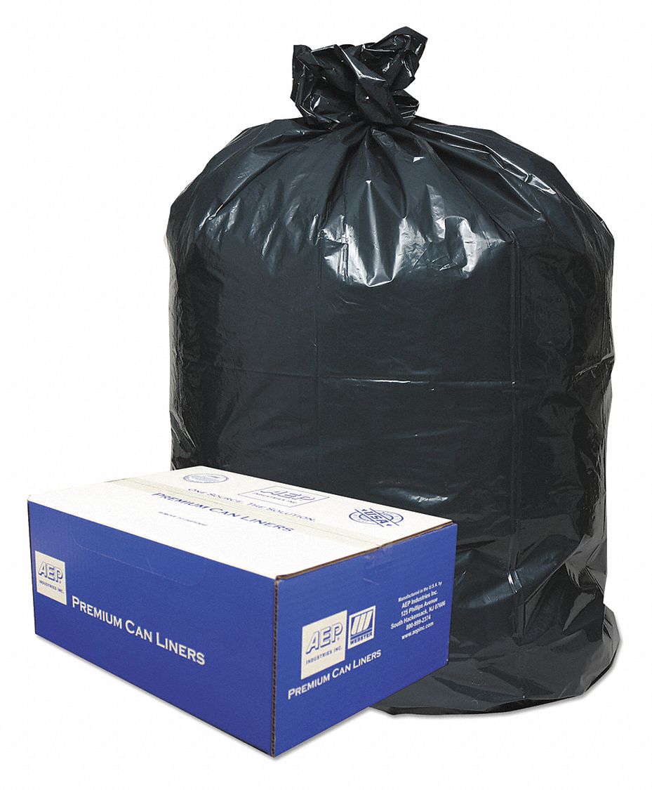 CLASSIC, 100, PK, Trash Can Liner,55-60gal.,Black,PK100 - 51VD42|WEBB60 ...