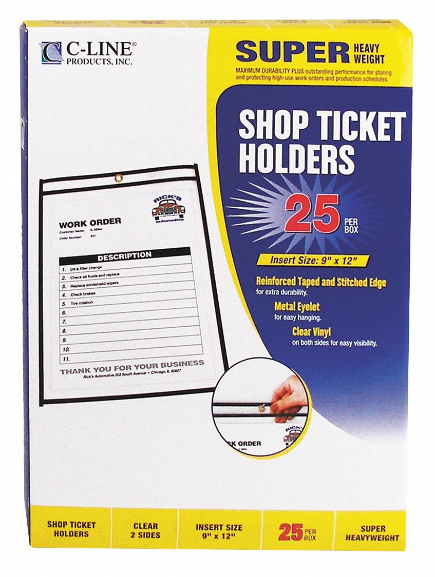 Holder, Shop Ticket, 2 Sides, 9x12, PK25