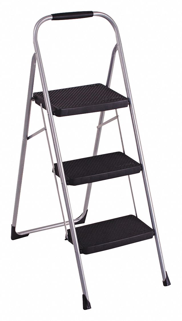 COSCO, Unassembled, Fold Step Stool,3 Step,200 lb.,Platinum - 51VF87|11 ...