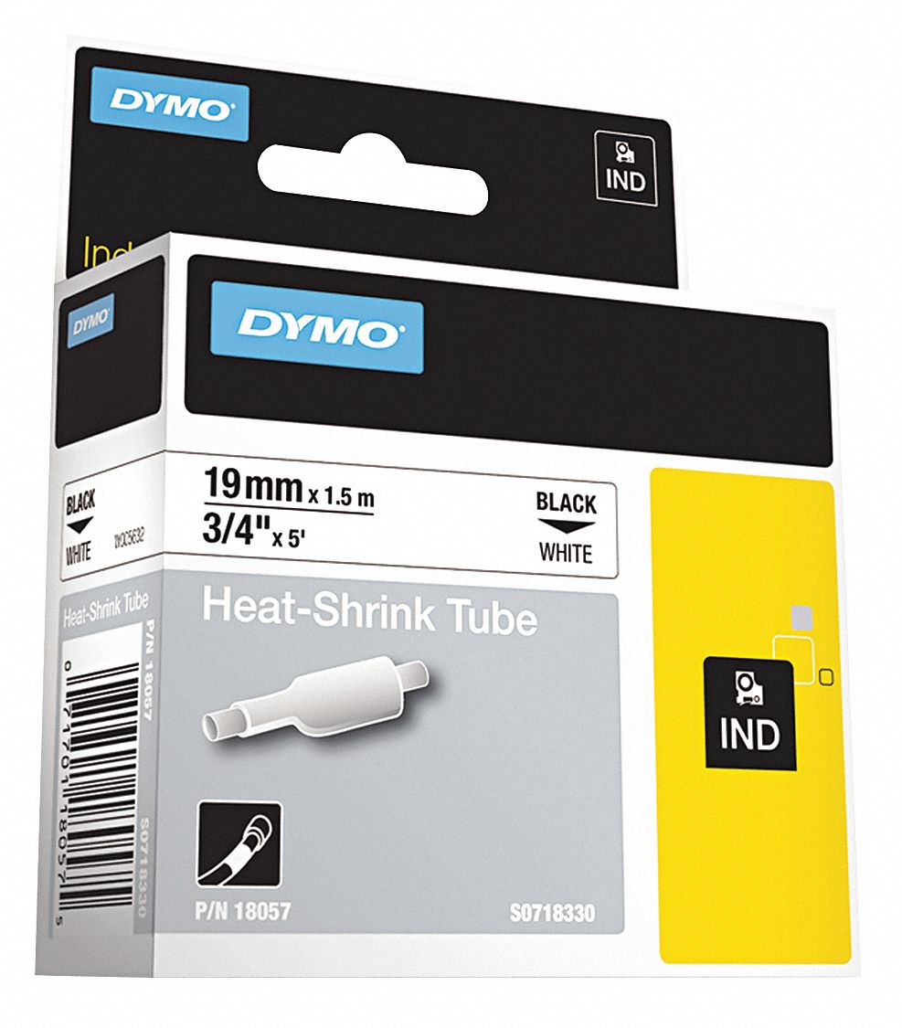 3/4 in, Black/White, Continuous Label Roll Cartridge - 51VM65|DYM18057 ...