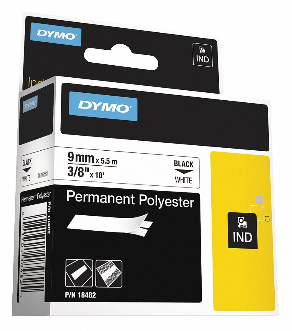 Sleeve Label,  White,  Polyester,  3/8 in W