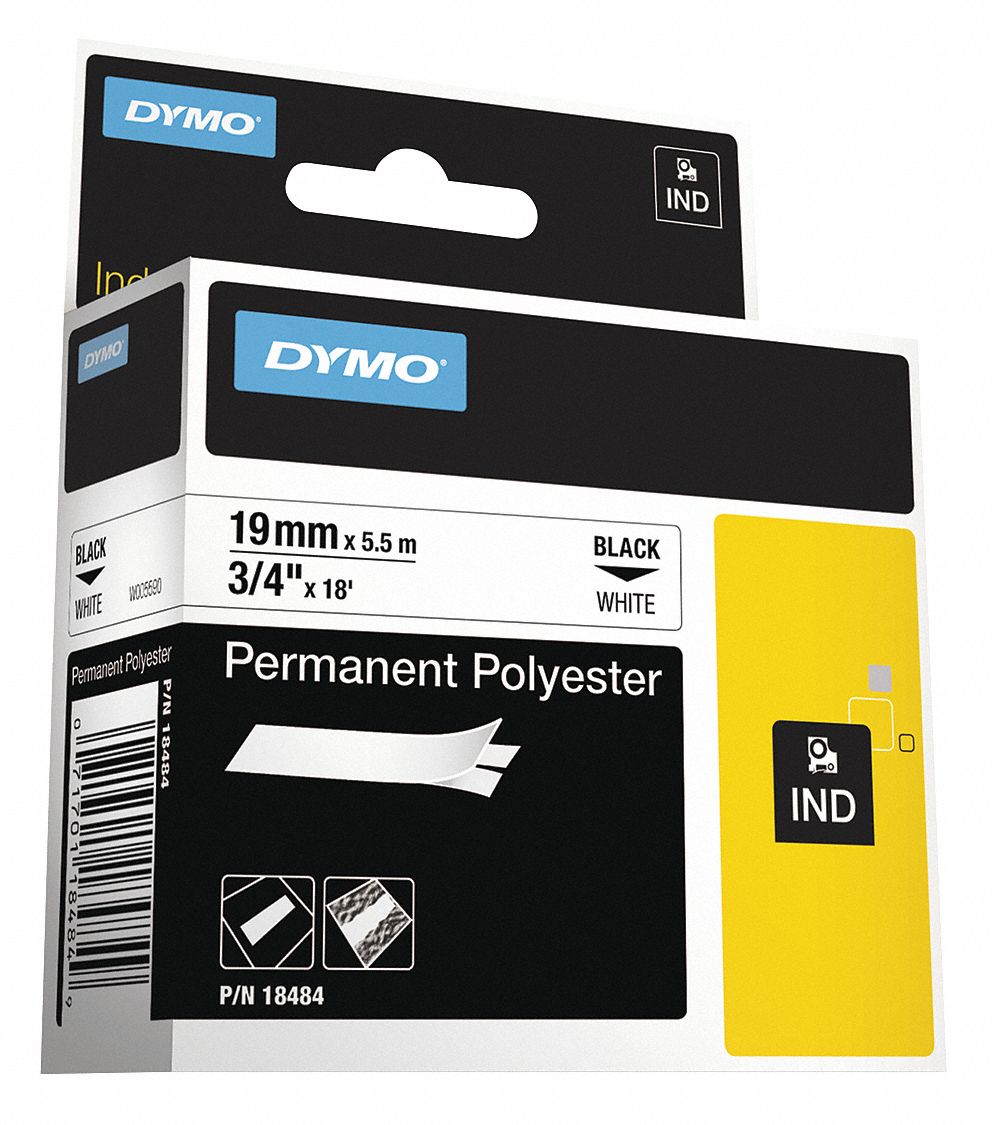 Sleeve Label,  White,  Polyester,  3/4 in W