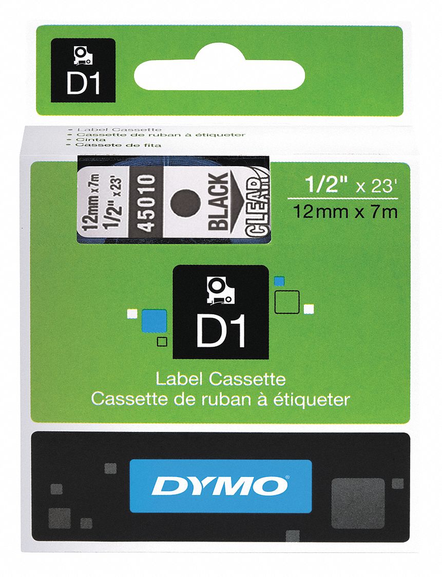 Label Tape 0.5 Black On Clear