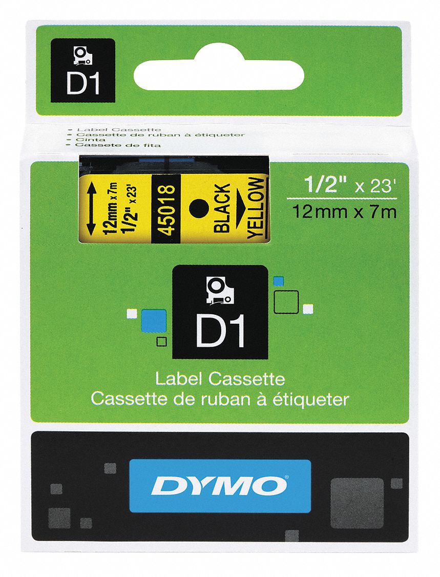 Label/Ribbon Cartridge, Yellow, 1/2 in W - Grainger