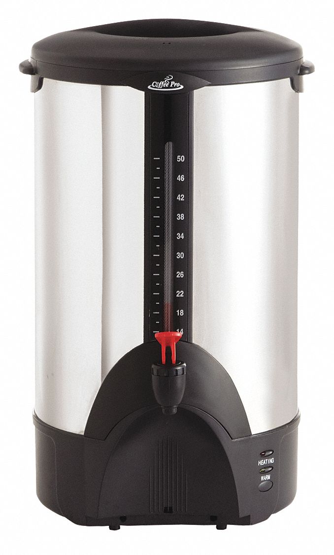 Coffee Urn: Single, 50°C Brewing Capacity, 120V, 15 A, 1500 W, Stainless Steel