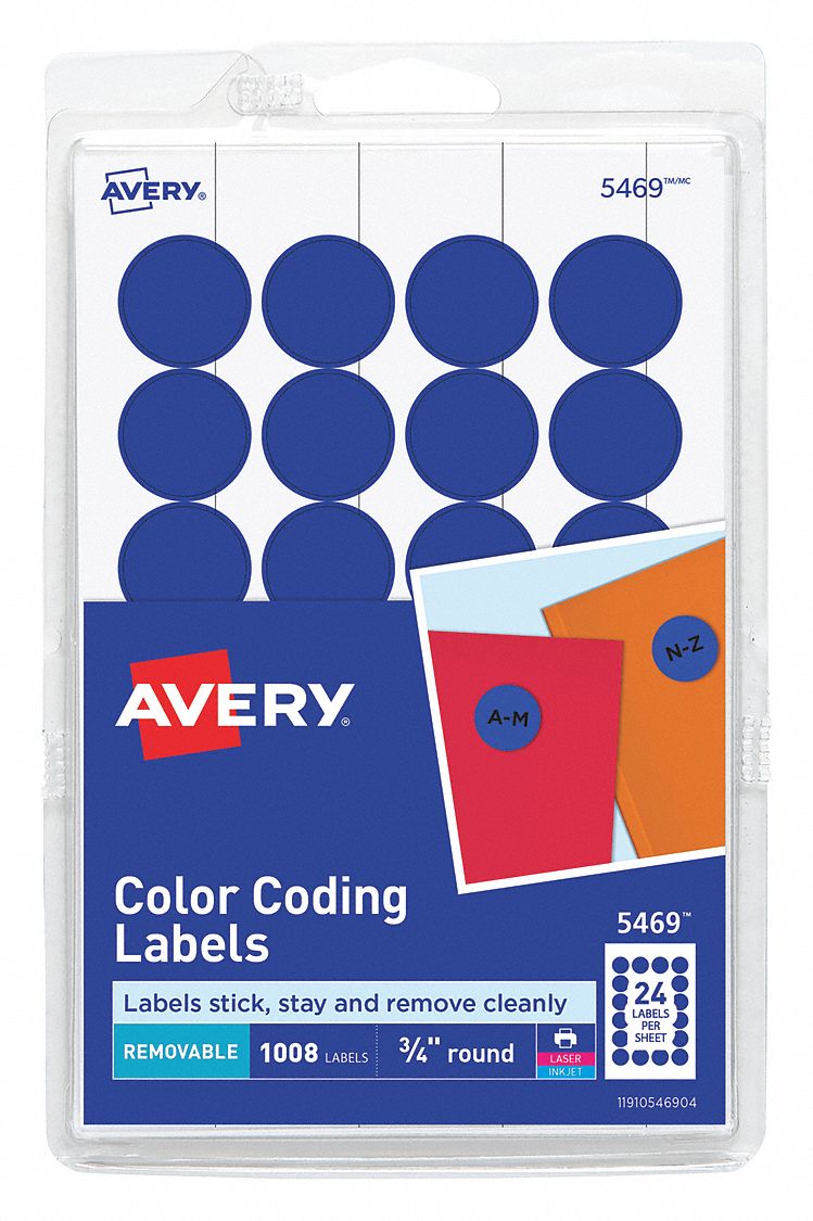 Label, 0.75", Round, DarkBlue, PK1008