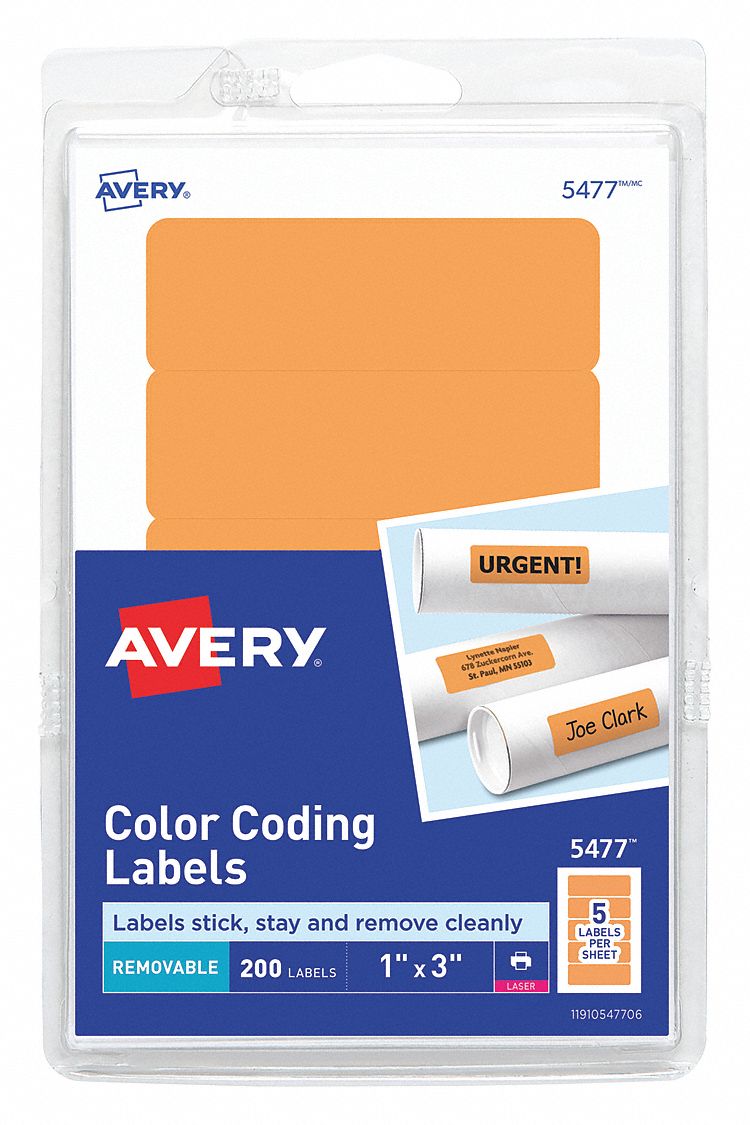 Label, 1"X3", NeonOrange, PK200