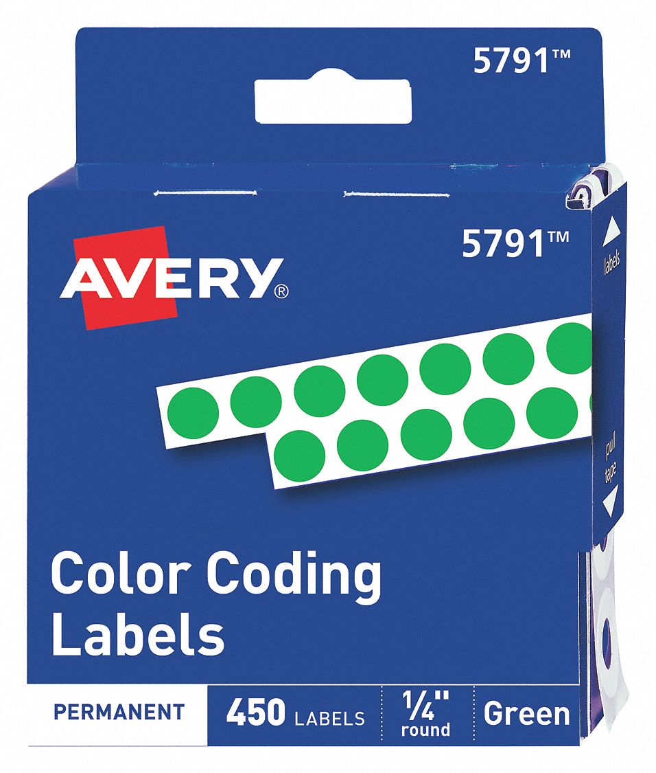 Label, 0.25"Round, Green, PK450