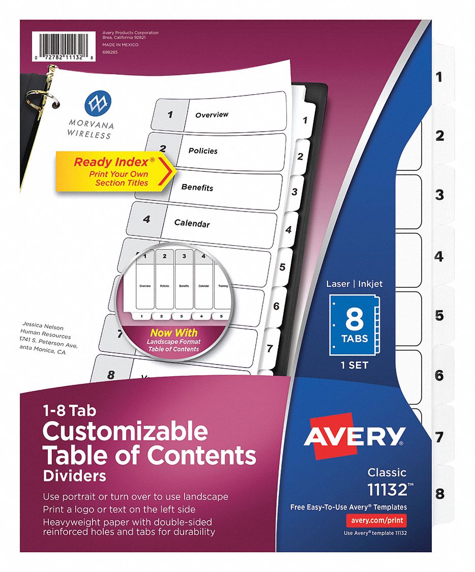 Index, Binder, Letter, White, PK8