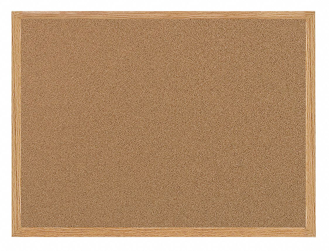 MASTERVISION, Cork Bulletin Board,24x36",Oak 51WX29MC070014231 Grainger