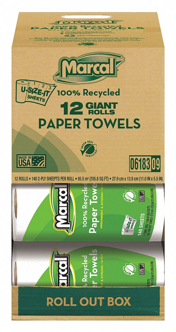 Towel, Kitchen Roll, White, PK12