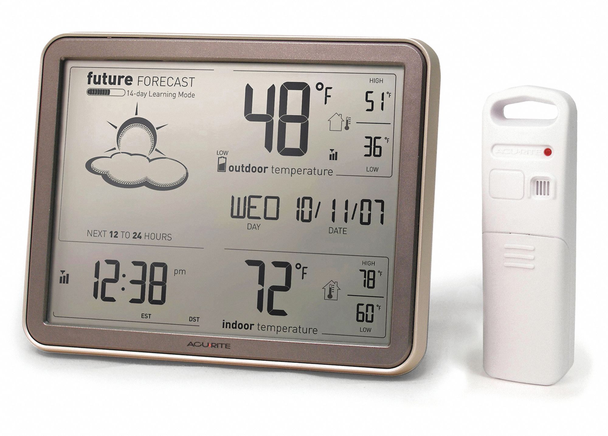 Wireless Weather Station: AcuRite, 2 Pieces, Color LCD, 330 ft Range, Temp