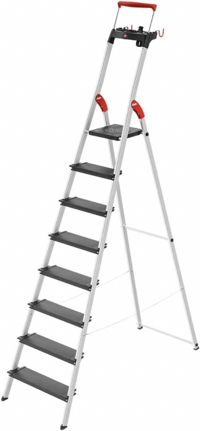Platform Stepladder: 9 ft Ladder Size, Aluminum, 330 lb Load Capacity, 23 lb Wt