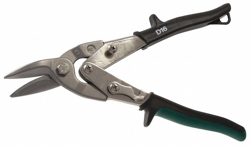 AVIATION SNIP, FORGED STEEL, PLASTIC, SHEET METAL HANDLE, FOR METAL, SHEET METAL, 9½ IN L