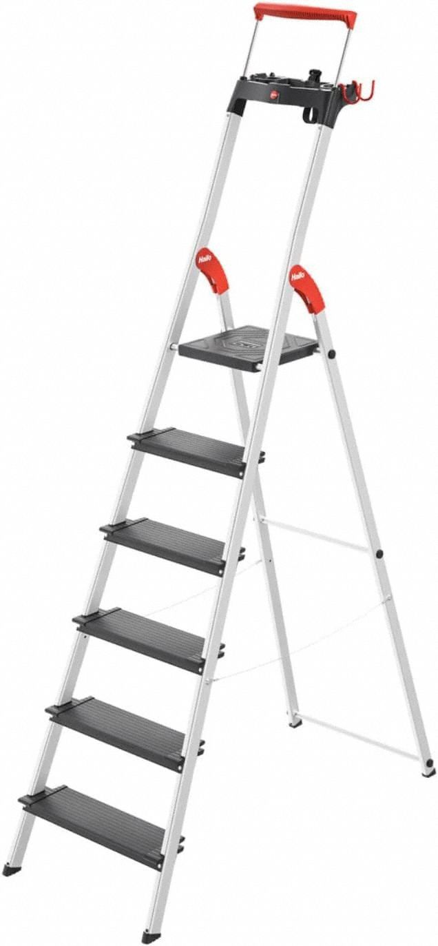 Platform Stepladder: 8 ft Ladder Size, Aluminum, 330 lb Load Capacity, 17 lb Wt