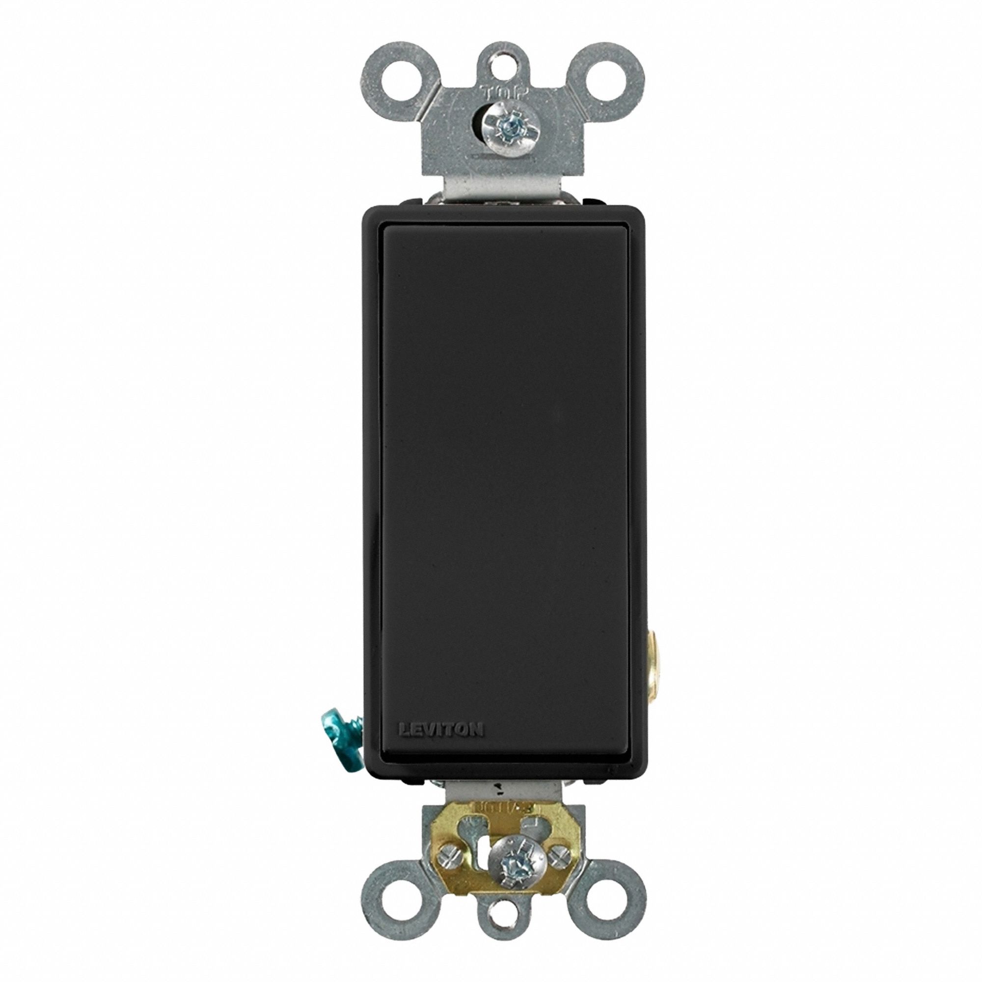 AC Quiet Switch: Rocker Switch, Single Pole, Ebony, 20 A, 120/277V AC, Screw Terminals