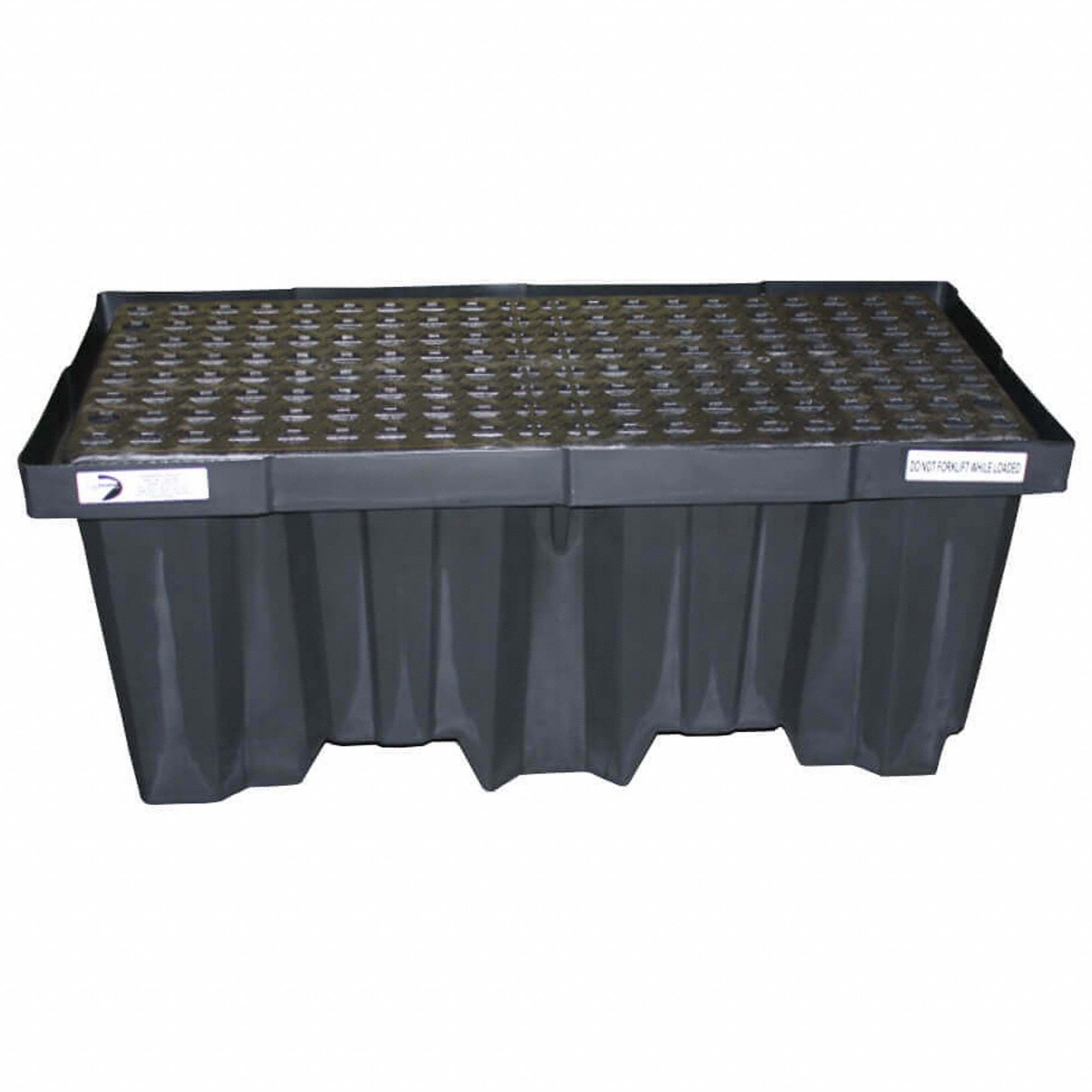 Drum Spill Containment Pallet: For 2 Drums, 66 gal Spill Capacity, Black