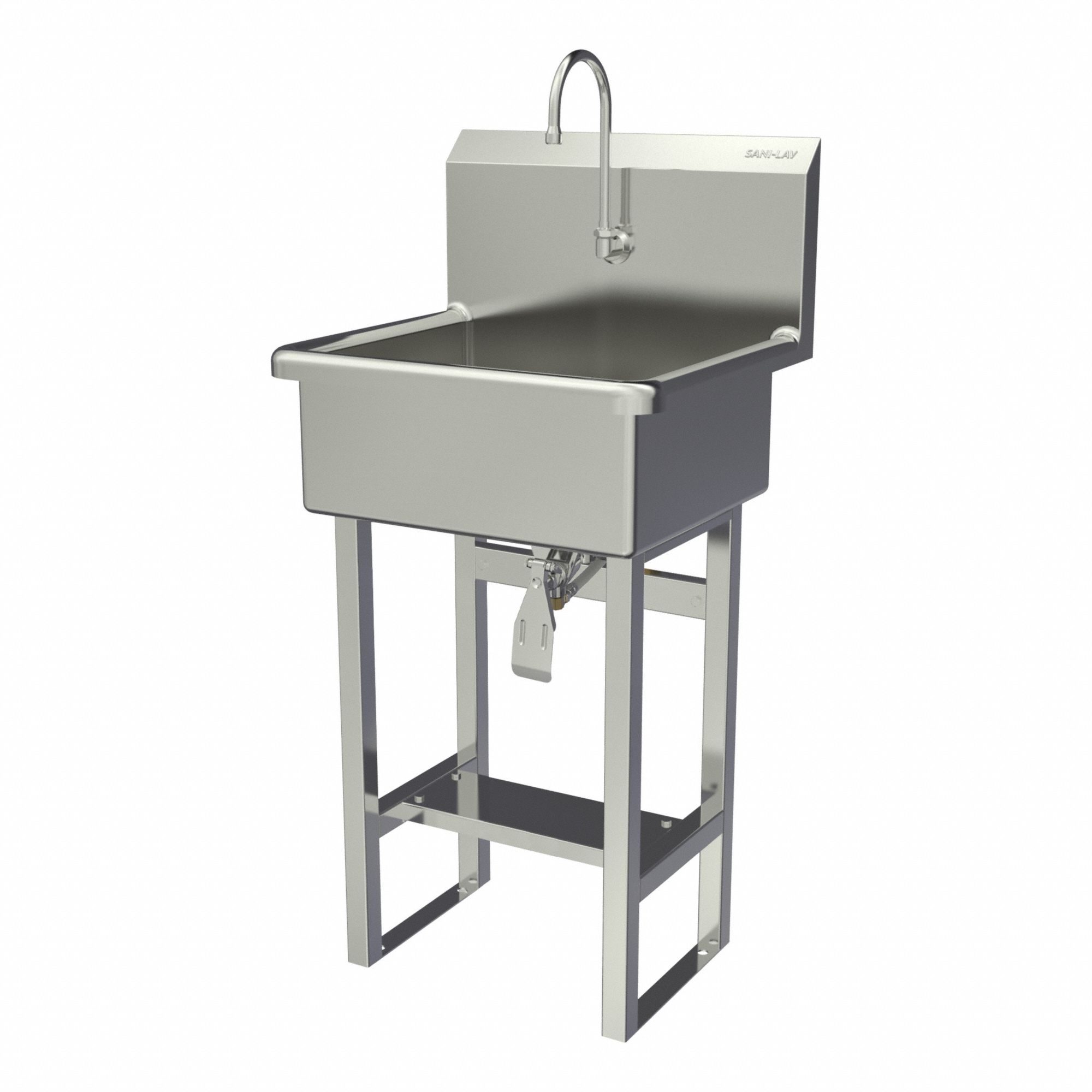 Wash Station: 46 1/2 in Overall Ht, 20 in Bowl Lg, 9 in Bowl Dp, 0.5 gpm Flow Rate, 16 ga