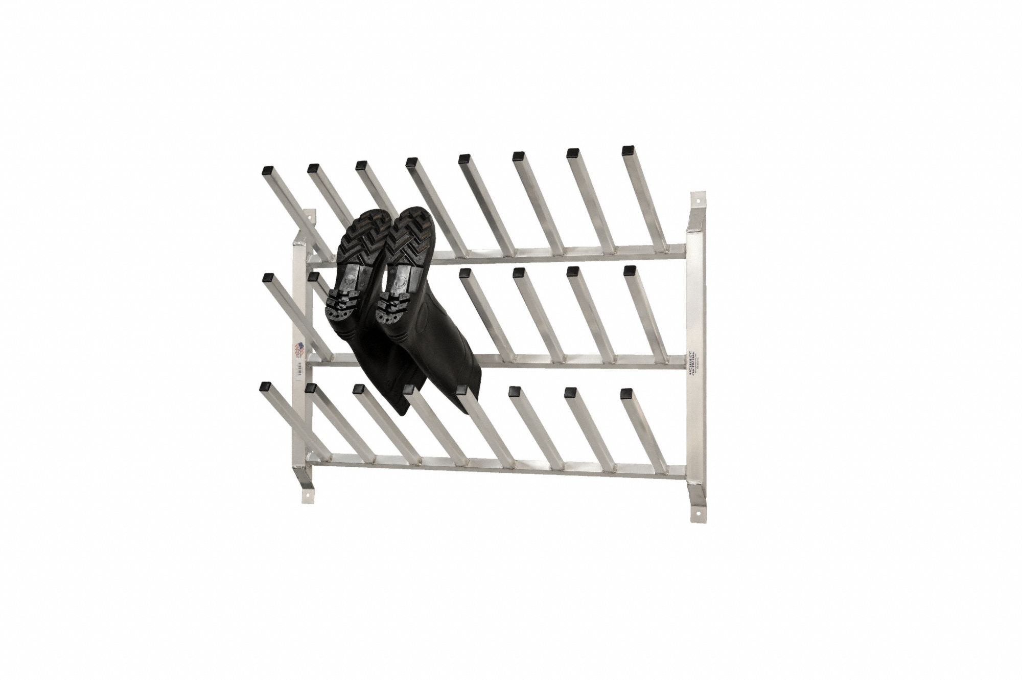 Footwear Drying Rack: Footwear Drying Rack, Aluminum, 41 7/8 in Overall Lg, Wall