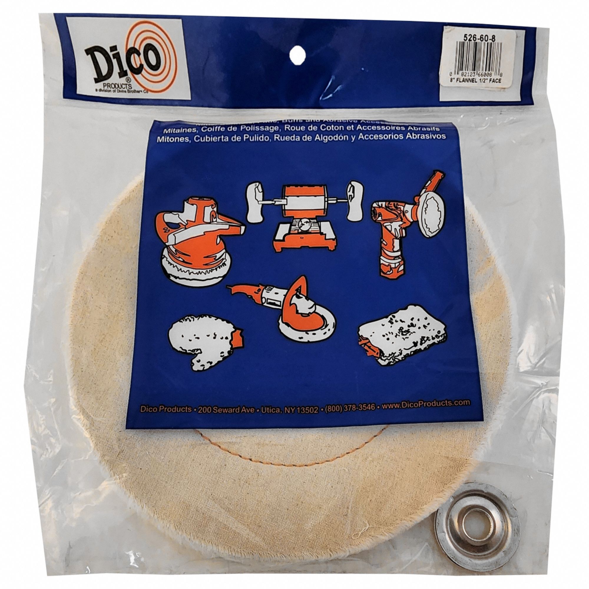 DICO: Canton Flannel, Cushion Sewn, 8 in Dia, 1/2 in Thick