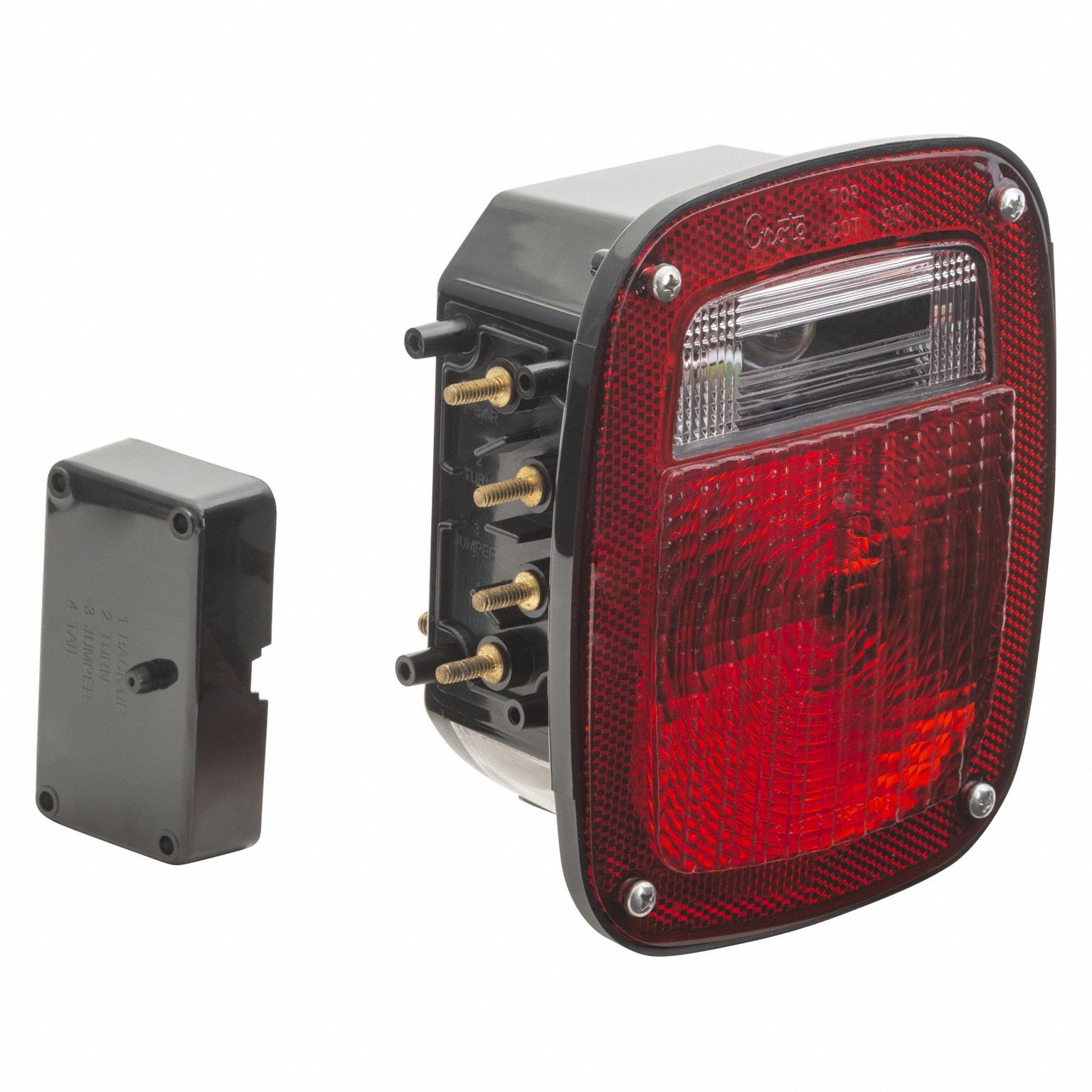 STOP/TURN/TAIL LIGHT, INCANDESCENT, COMBO LIGHT, CLEAR/RED, SQUARE, POSTS