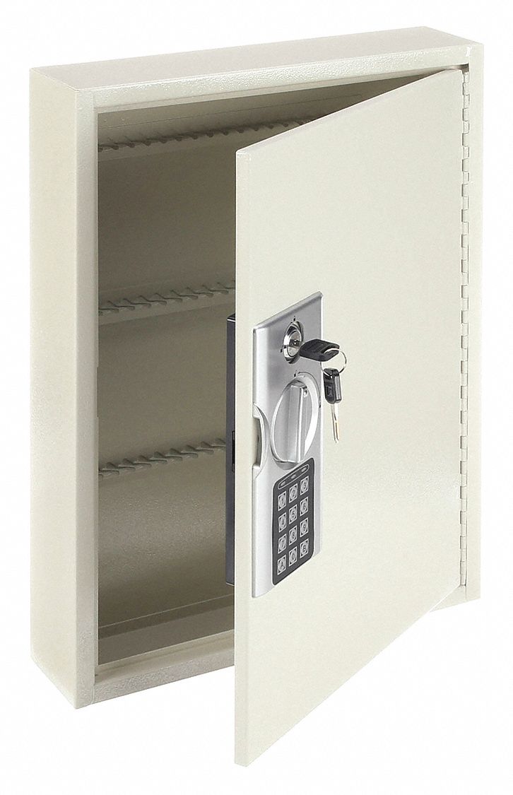 KEY CABINET, 60 KEY CAPACITY, DIGITAL LOCK, STEEL, BEIGE, 17 IN H, 13 IN W, 3¼ IN D