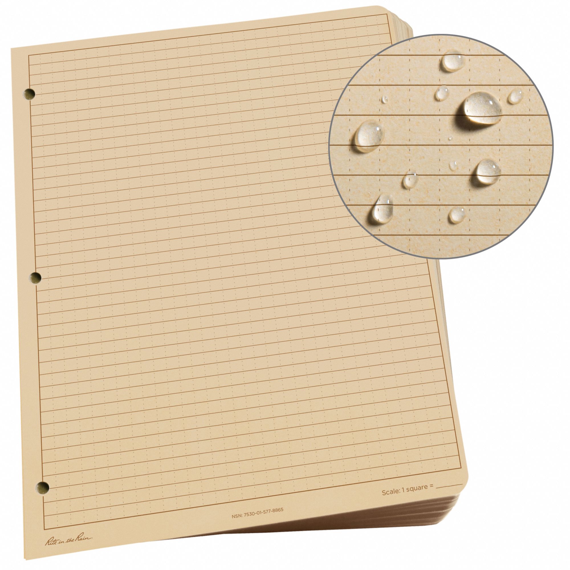 RITE IN THE RAIN Looseleaf Paper, Sheet Size 81/2 in x 11 in, Universal, Number of Sheets 100