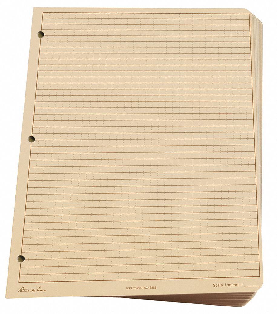 RITE IN THE RAIN, 32 lb Paper Wt, 0 Recycled Content, Looseleaf Paper