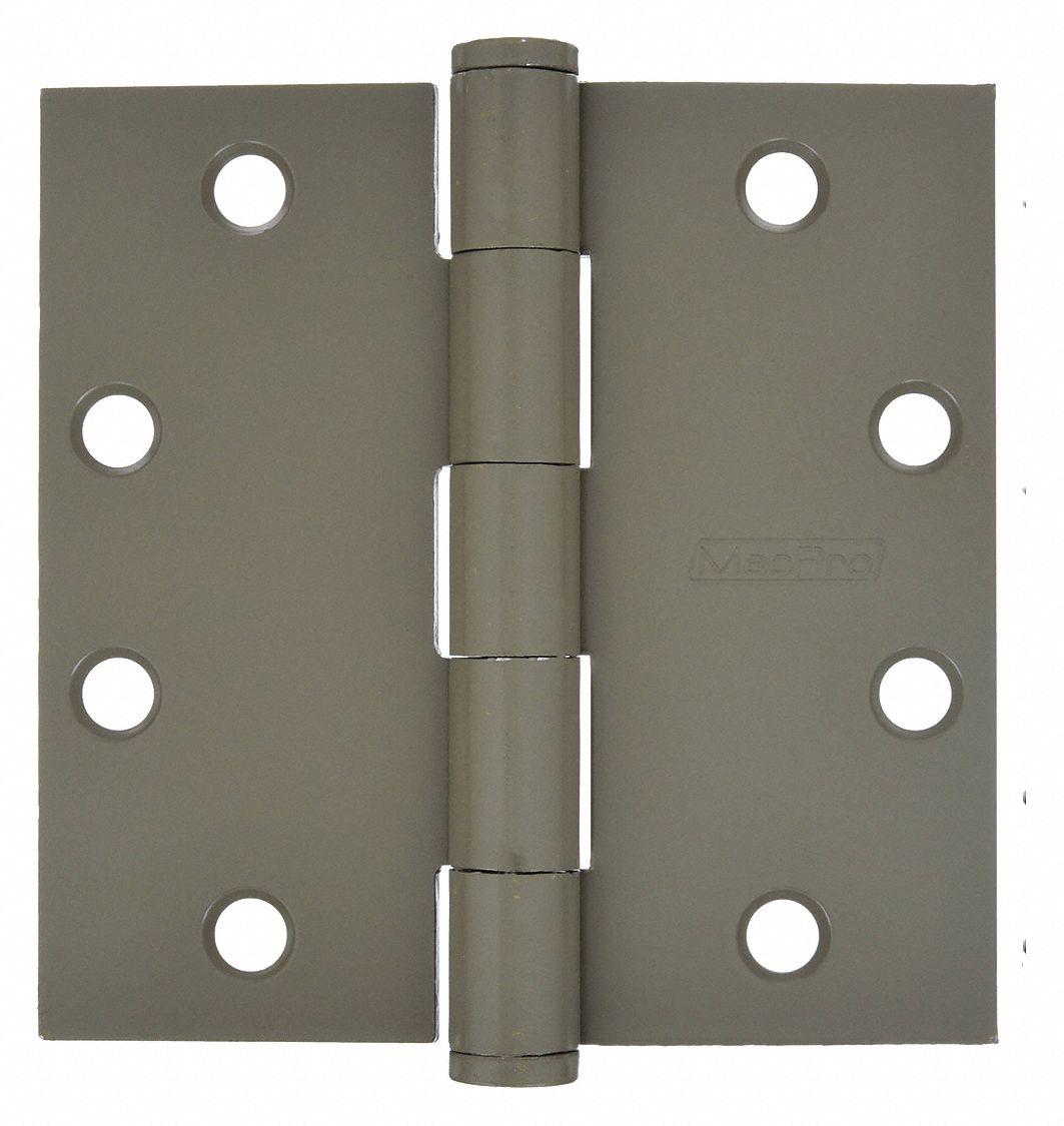 Butt Hinge: Steel, Full Mortise, 1 15/16 in Leaf Wd