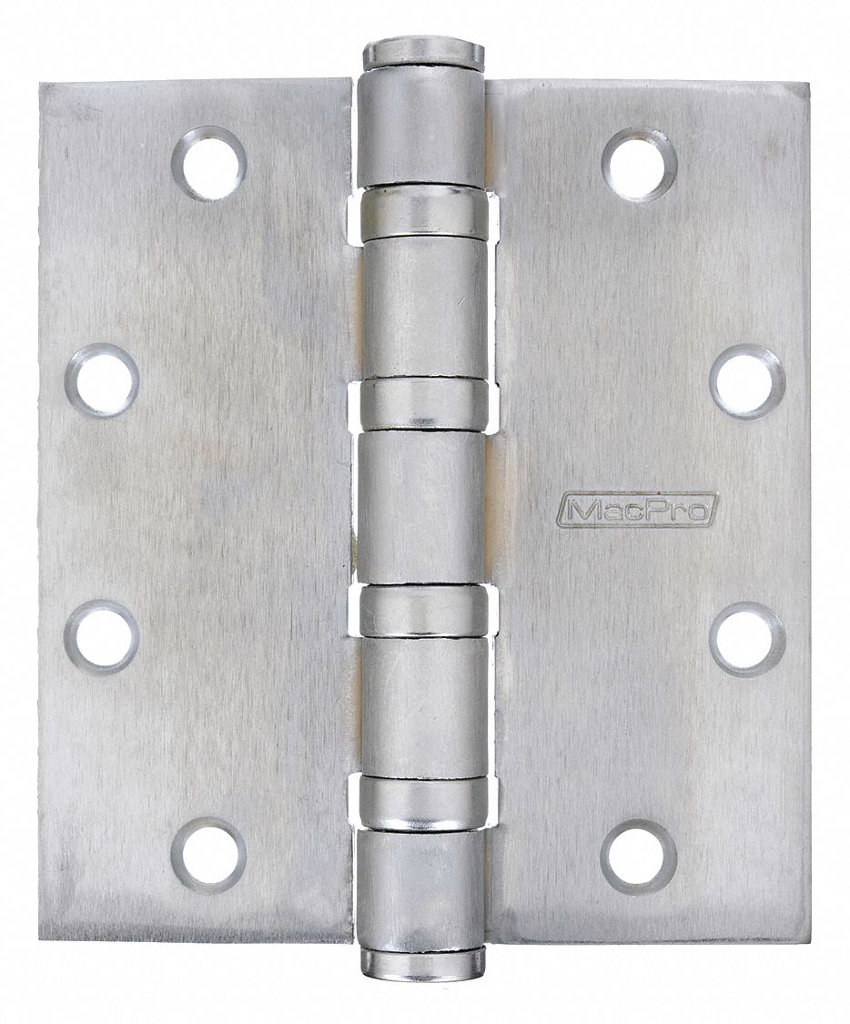 Butt Hinge: Stainless Steel, Full Mortise, 1 15/16 in Leaf Wd