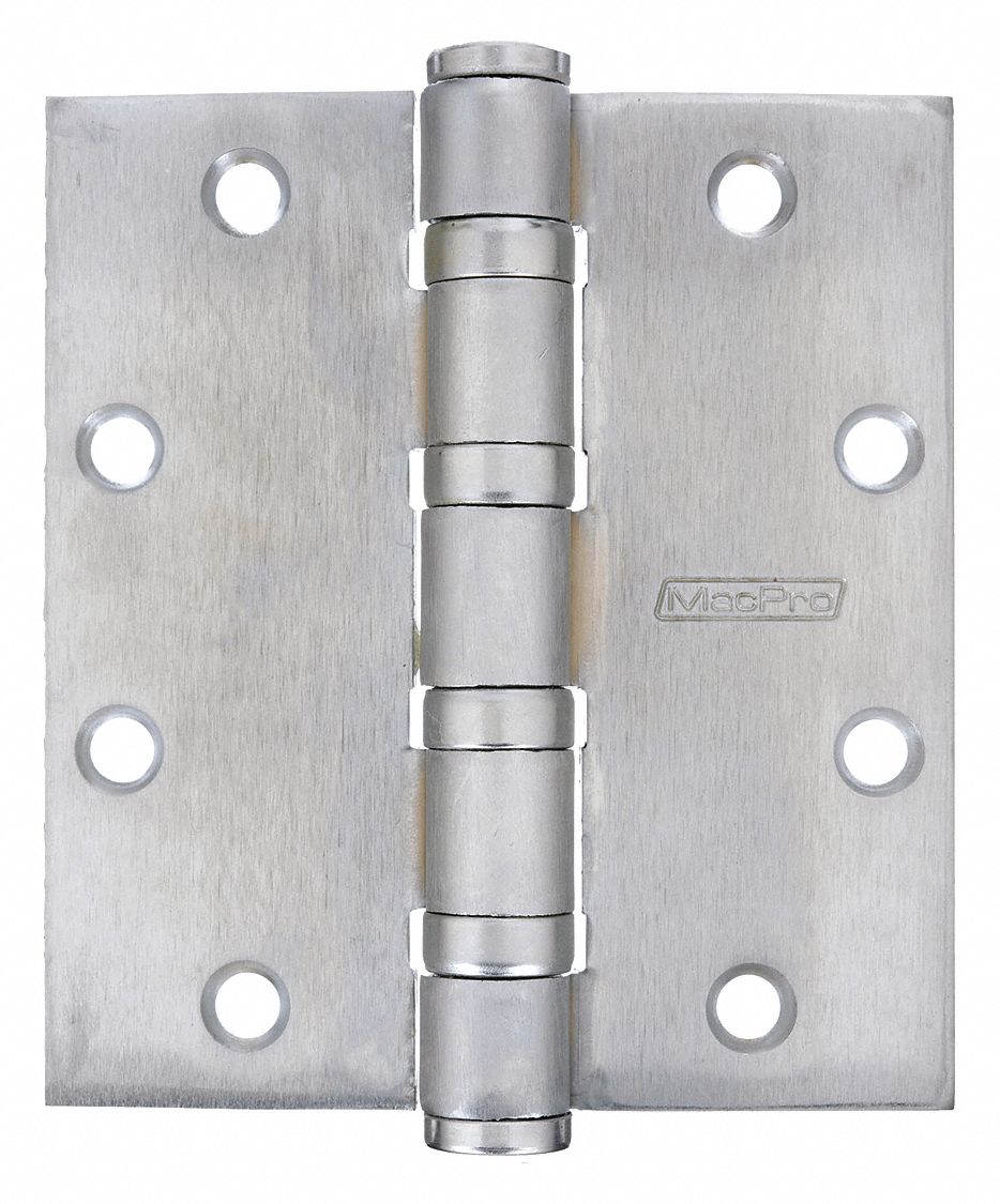 Butt Hinge: Stainless Steel, Full Mortise, 1 15/16 in Leaf Wd