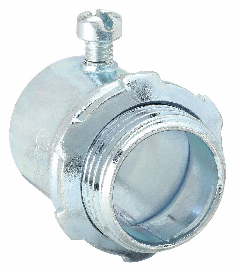 Steel, 1/2 in Trade Size, Set Screw Conduit Connector 52AU492002
