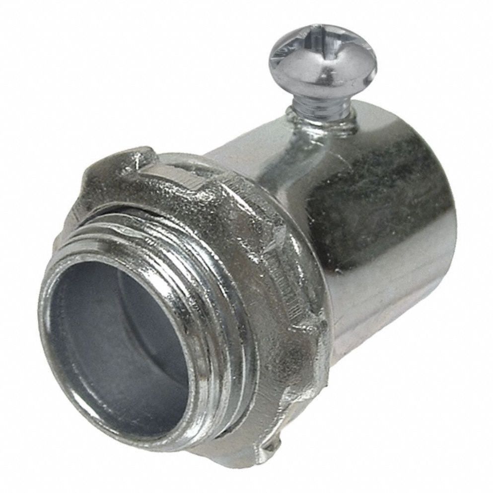 RACO Set Screw Conduit Connector Steel, 1/2 in Trade Size, 1 13/32 in