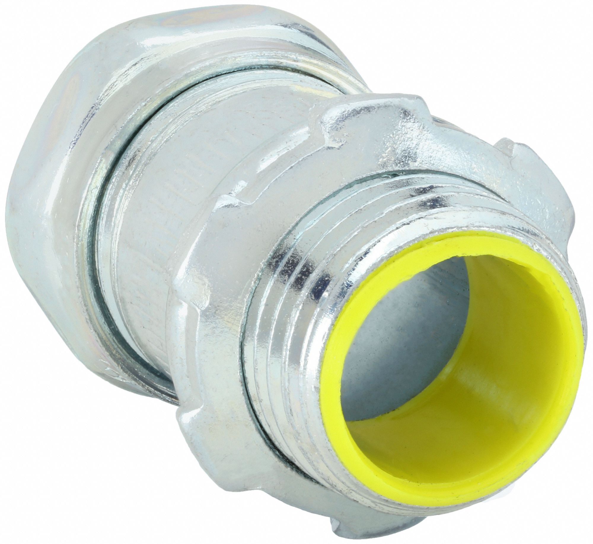 Compression Conduit Connector: Steel, 1 in Trade Size, 1 29/32 in Overall Lg, Insulated, Gray
