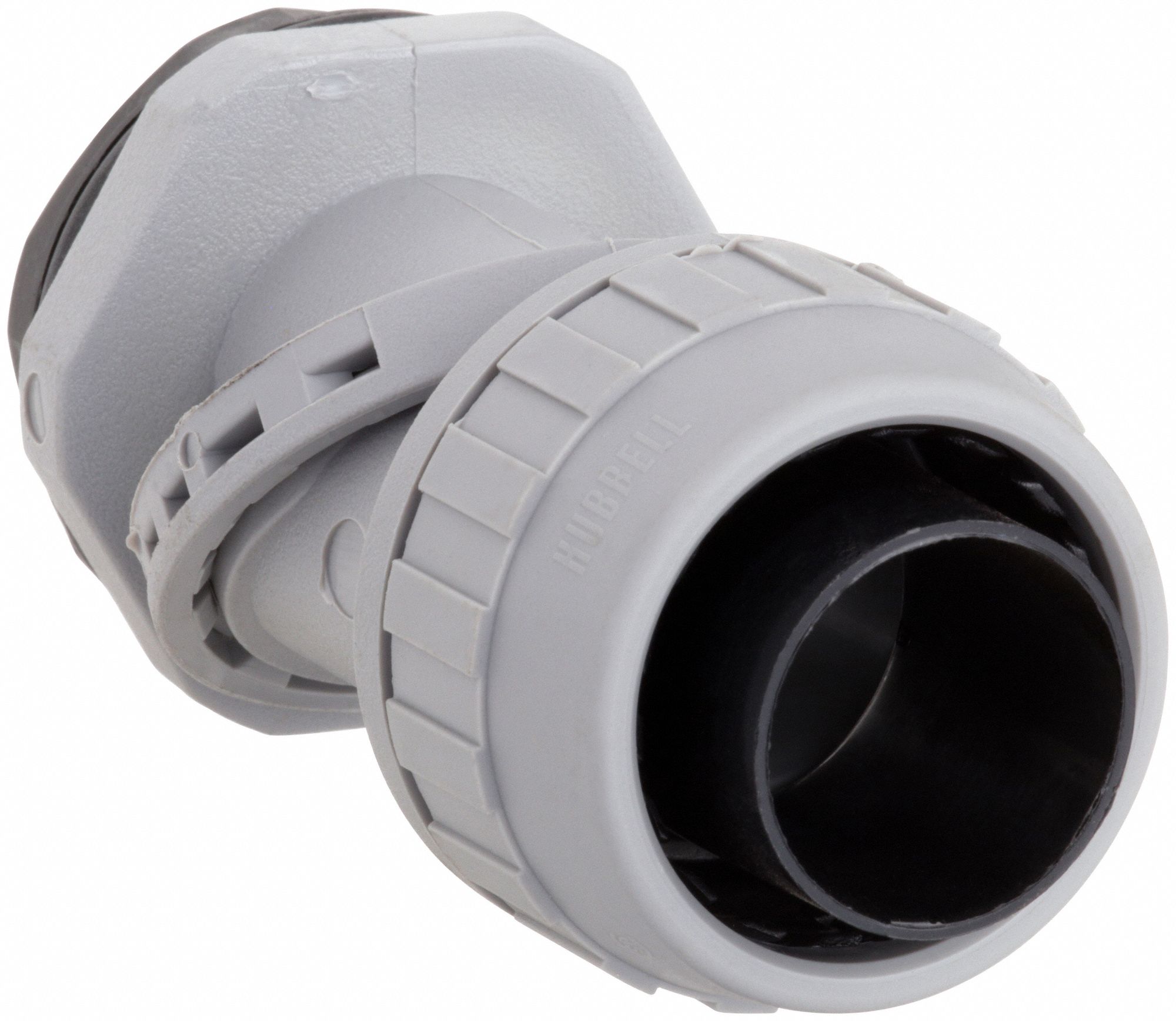 Liquid-Tight Conduit Fitting: Nylon, 1 in Trade Size, Non-Insulated, Gray